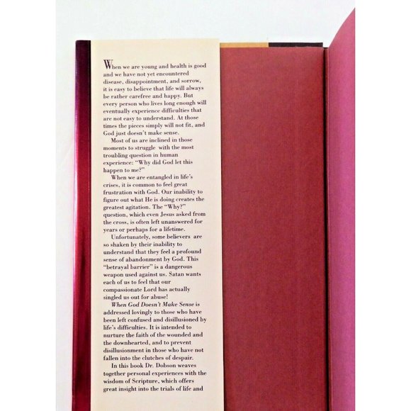 When God Doesn't Make Sense by James C. Dobson 1993 Hardcover Jacket - Picture 3 of 5
